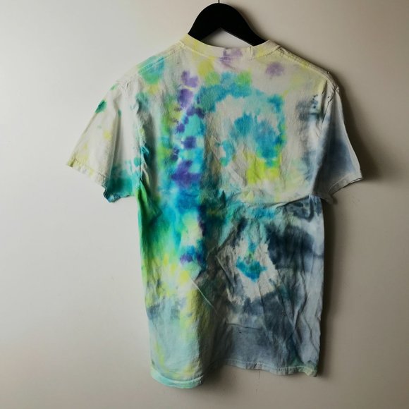 Hanes T Shirt Multicolor Medium M Festival Colors Tie Dye Tee Cotton Top Unisex - Picture 3 of 12
